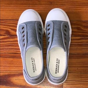 Grey and while slip on sneakers